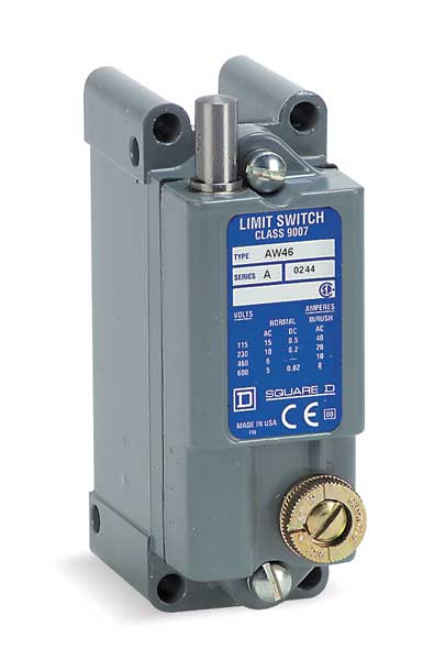 Heavy Duty Limit Switch, Plunger, 1NC/1NO, 15A @ 600V AC