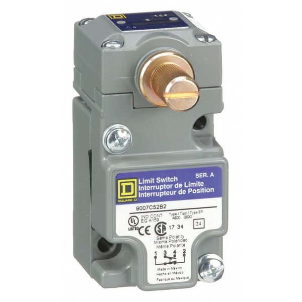 Heavy Duty Limit Switch, No Lever, Rotary, 1NC/1NO, 10A @ 600V AC