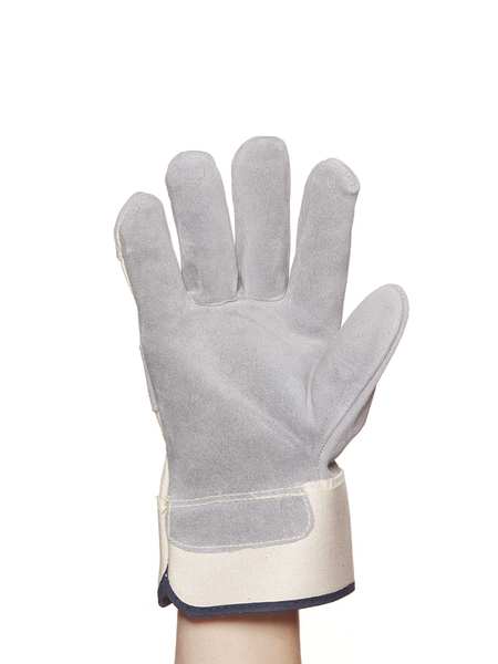 Leather Palm Gloves, L, Gray, PR