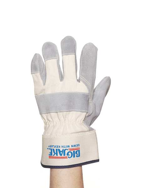 Leather Palm Gloves, L, Gray, PR