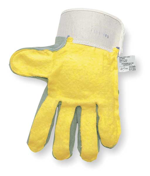Leather Palm Gloves, L, Gray, PR