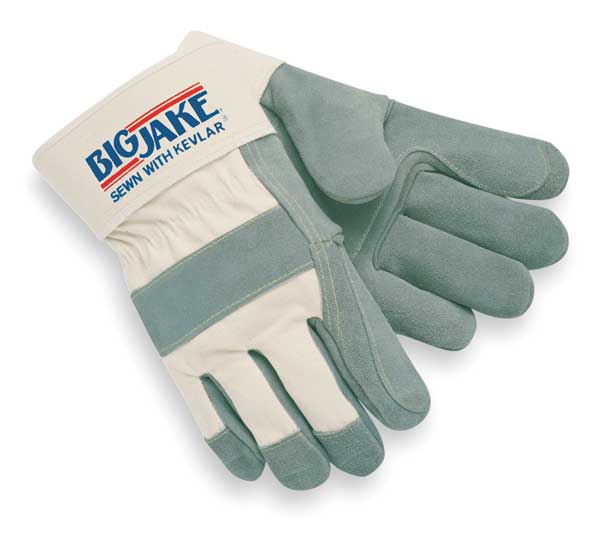 Leather Palm Gloves, XL, Gray, PR