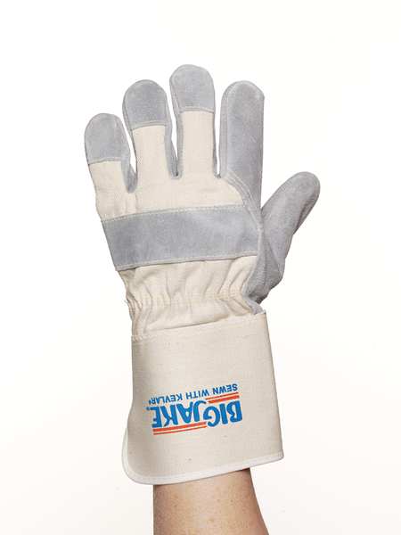 Leather Palm Gloves, L, Gray, PR