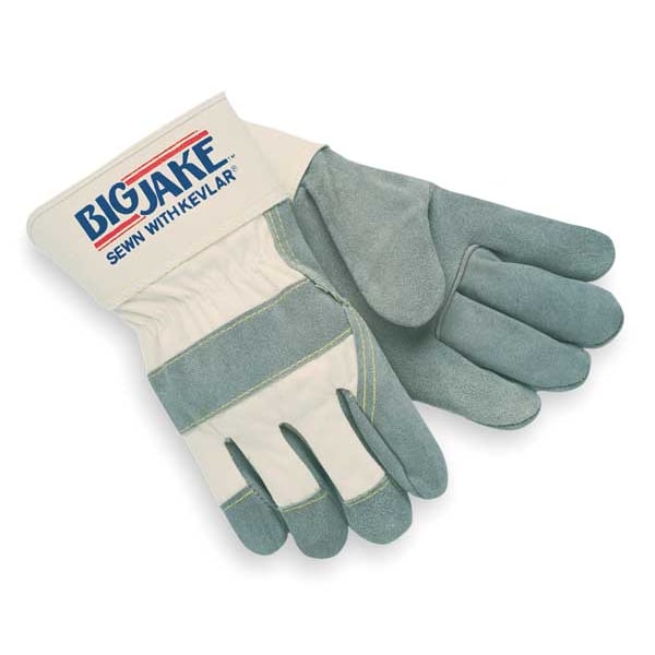 Leather Palm Gloves, XL, White, PR