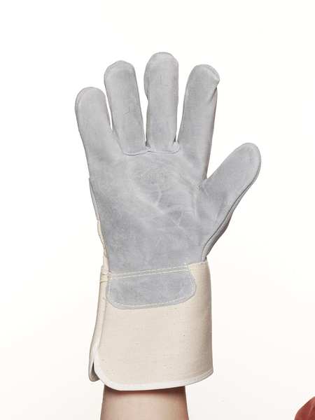 Leather Palm Gloves, L, Gray, PR