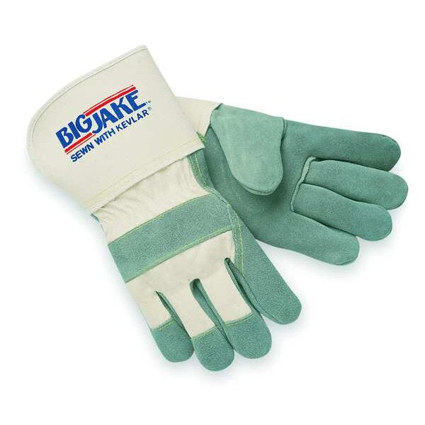 Leather Palm Gloves, L, Gray, PR