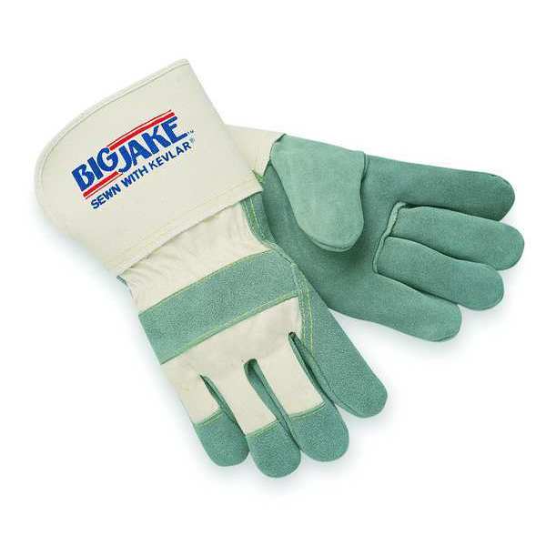 Leather Palm Gloves, XL, Gray, PR