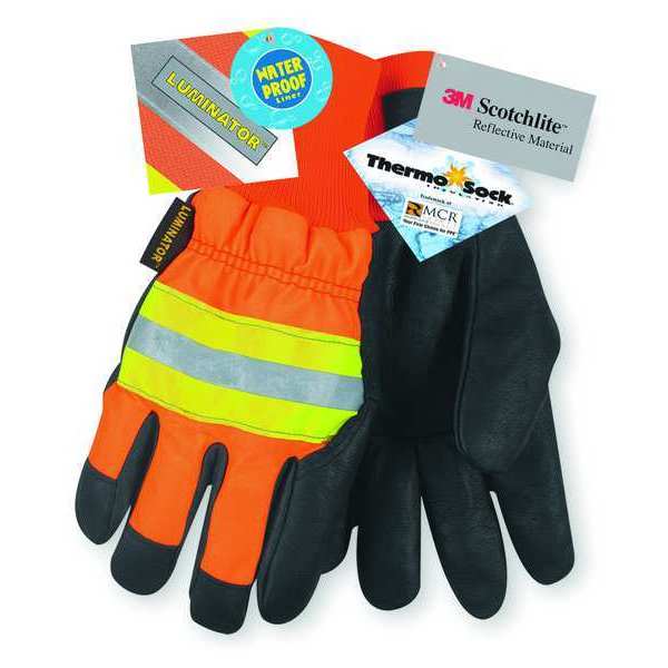 Leather Drivers Gloves, HiVis Orange, M, PR