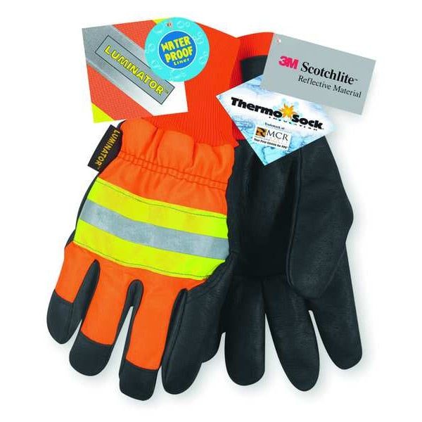Leather Driver Gloves, HiVis Orange, XL, PR