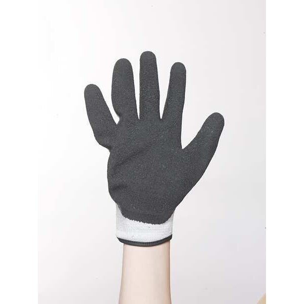Latex Coated Gloves, Palm Coverage, Black/Gray, L, PR