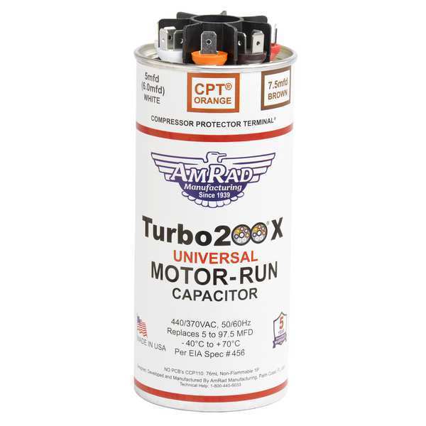 Motor Run Capacitor, 5-97.5 MFD, 370/440V