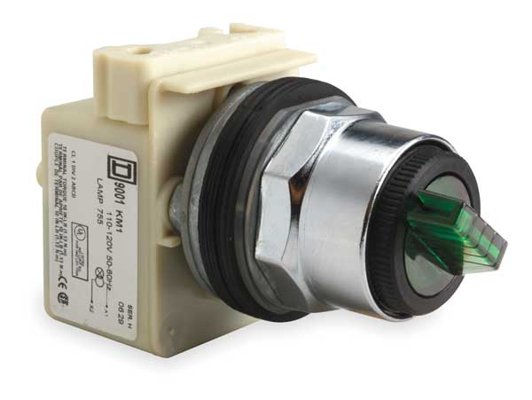 Illum Selector Switch, 2 Pos, 30mm, Green