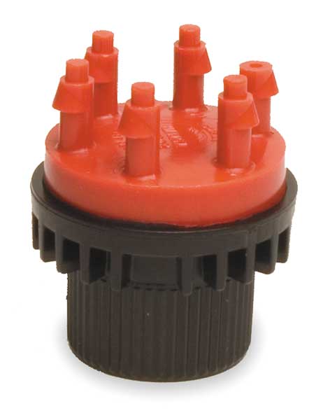 Six Outlet Emitter, Red/Black, Plastic