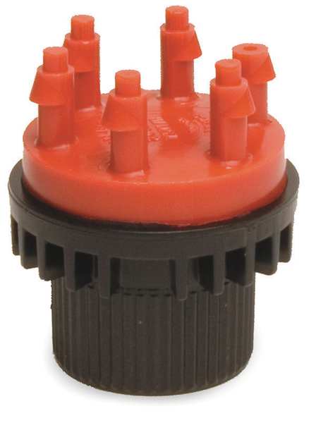 Six Outlet Emitter, Red/Black, Plastic