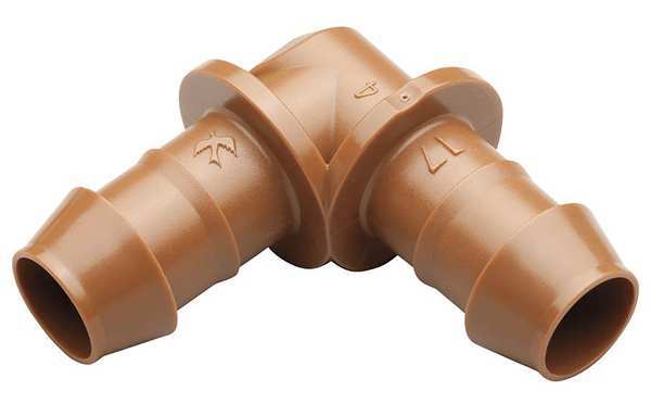 Elbow, 1/2 In. Tubing, Brown, Plastic, PK4