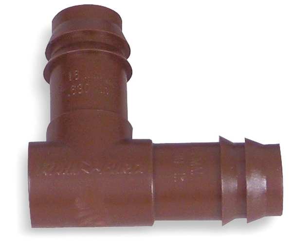 Elbow, 1/2 In. Tubing, Brown, Plastic, PK4