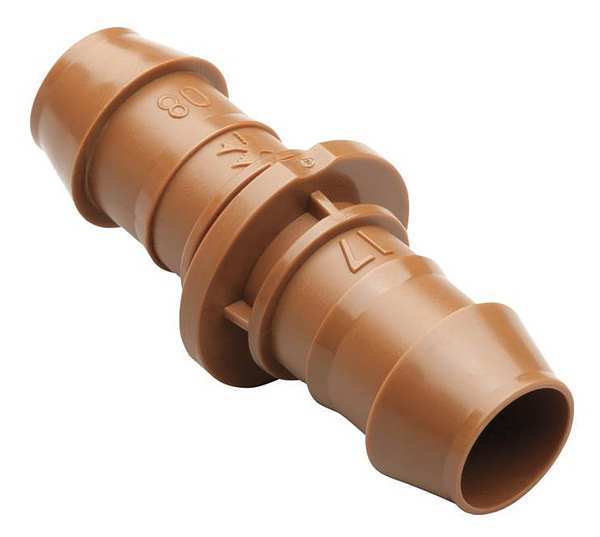 Coupling, 1/2 In. Tubing, Brn, Plastic, PK4