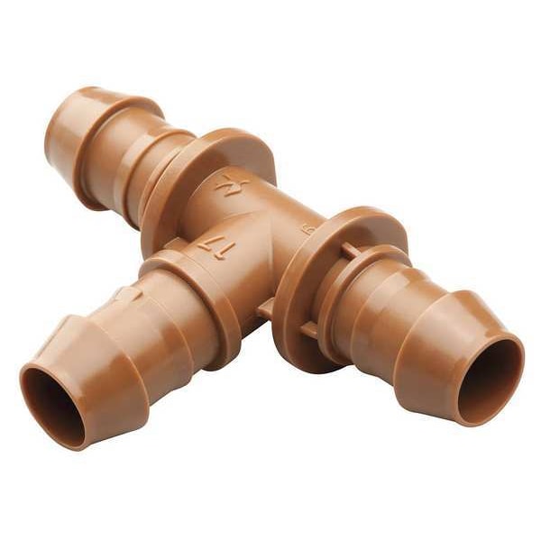 Tee, 1/2 In. Tubing, Brown, Plastic, PK4