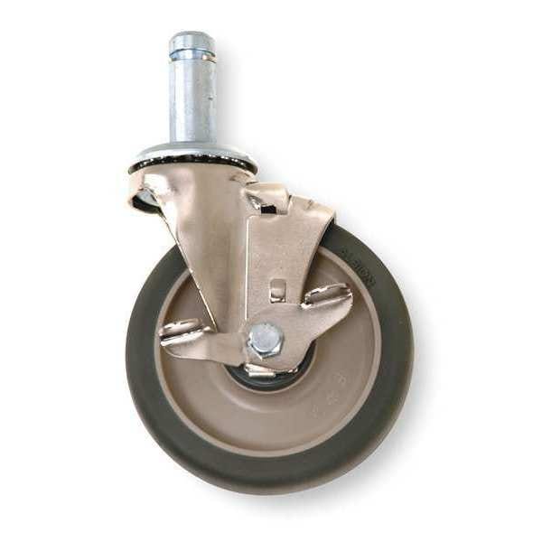 Swivel Stem Caster w/Brake, Rubber, 300 lb