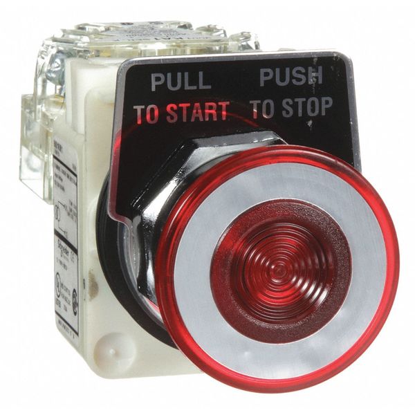 Illuminated Push Button, 30 mm, 1NO/1NC, Red