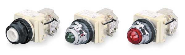 Push to Test Pilot Light, Red, Incand