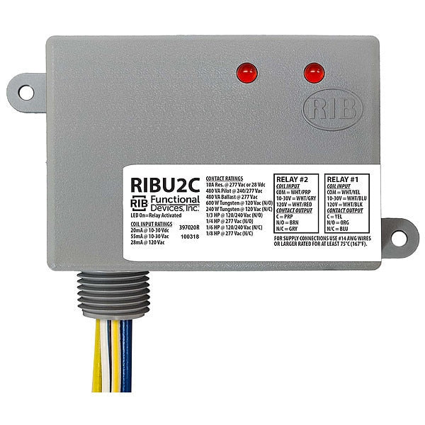 Enclosed Pre-Wired Relay, 10A, (2) SPDT