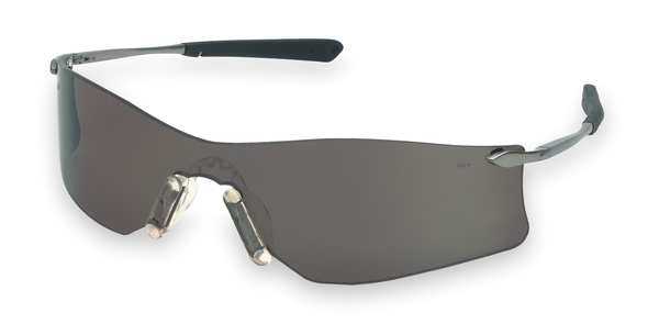 Safety Glasses, Wraparound Gray Polycarbonate Lens, Anti-Fog, Scratch-Resistant