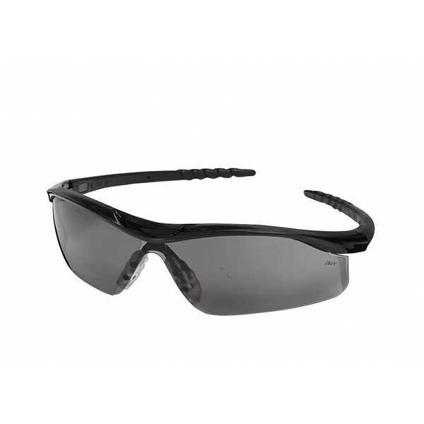 Safety Glasses, Wraparound Gray Polycarbonate Lens, Scratch-Resistant