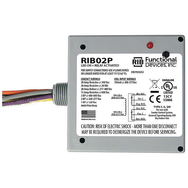 Enclosed Pre-Wired Relay, 20A@300VAC, DPDT