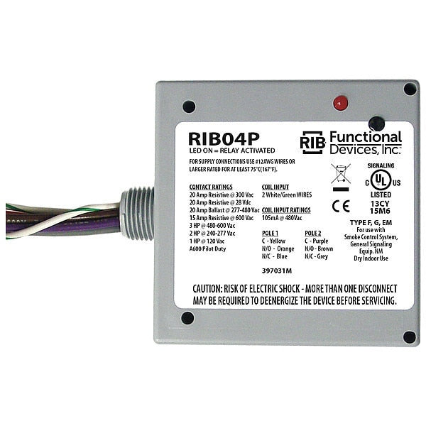 Enclosed Pre-Wired Relay, 20A@300VAC, DPDT