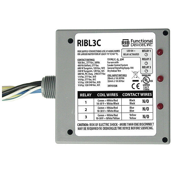 Enclosed PreWired Relay, 10A, (3)SPST, SPDT