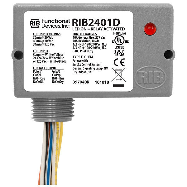 Enclosed Pre-Wired Relay, 10A@30VDC, DPDT, NEMA Enclosure Type: 1