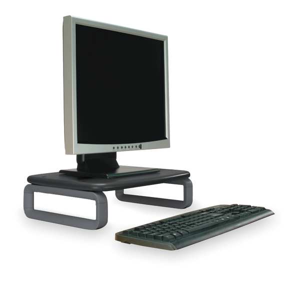 Plastic Monitor Stand, 80 lb. Capacity, Black/Gray