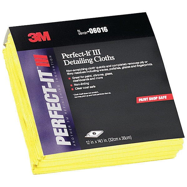 Detailing Cloth, Microfiber, 14x12 In, 6 Cloths