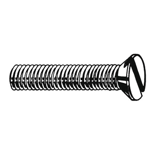#10-24 x 3 in Slotted Flat Machine Screw, Zinc Plated Steel, 100 PK