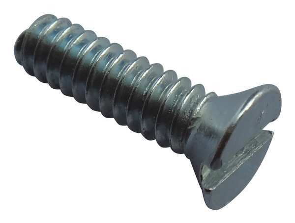 #6-32 x 3/4 in Slotted Flat Machine Screw, Zinc Plated Steel, 100 PK