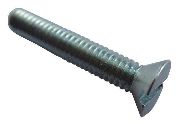 #8-32 x 1 in Slotted Flat Machine Screw, Zinc Plated Steel, 100 PK