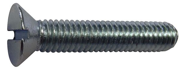 #10-32 x 2 in Slotted Flat Machine Screw, Zinc Plated Steel, 100 PK