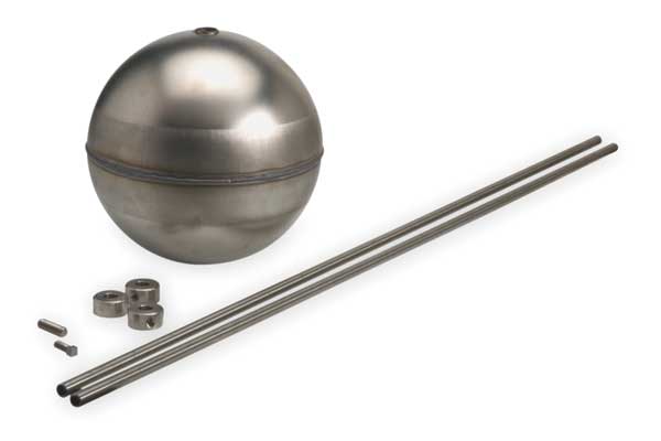 Float and Rod Assembly, Round, SS, 7 In