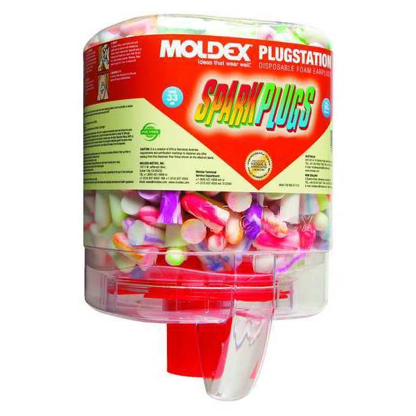 SparkPlugs Ear Plug Dispenser, PlugStation, Uncorded, Bullet Shape, NRR 33 dB, 250 Pairs