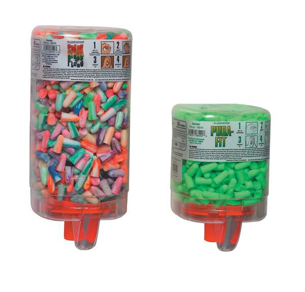 Disposable Uncorded Ear Plugs with Dispenser, Bell Shape, 33 dB, 500 Pairs, Green