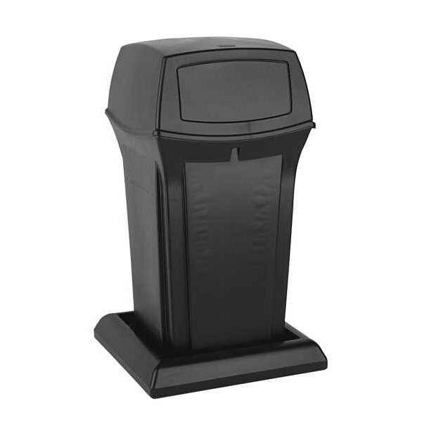 35 gal Square Trash Can, Black, 21 1/2 in Dia, Swing, Plastic