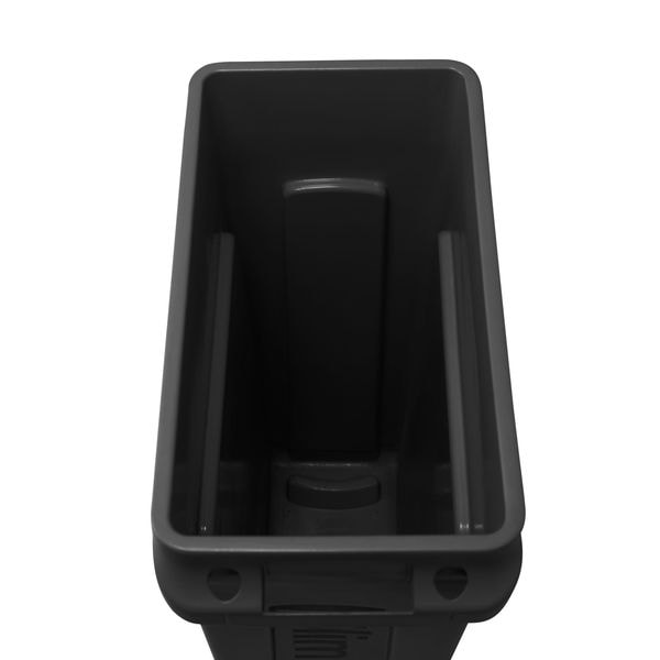 23 gal Rectangular Trash Can, Black, 11 in Dia, None, Plastic
