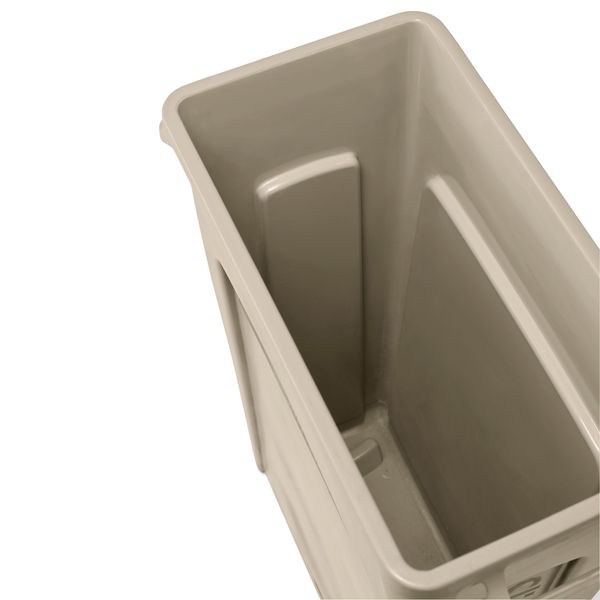 23 gal Rectangular Trash Can, Beige, 11 in Dia, None, Plastic