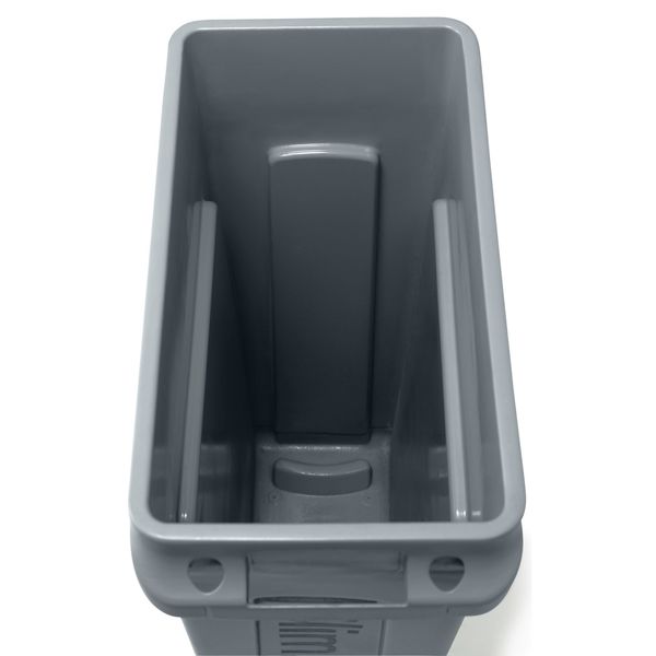 23 gal Rectangular Trash Can, Gray, 11 in Dia, None, Plastic