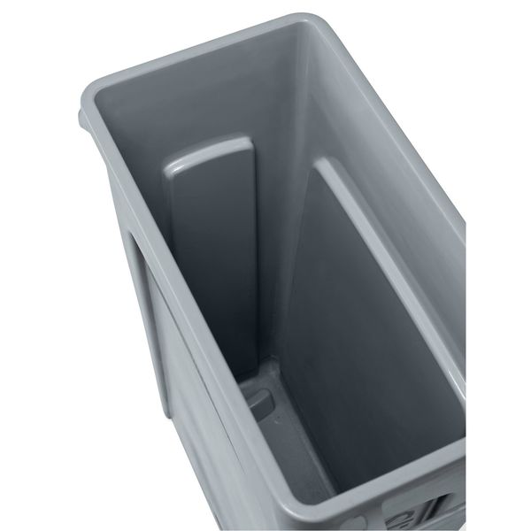 23 gal Rectangular Trash Can, Gray, 11 in Dia, None, Plastic