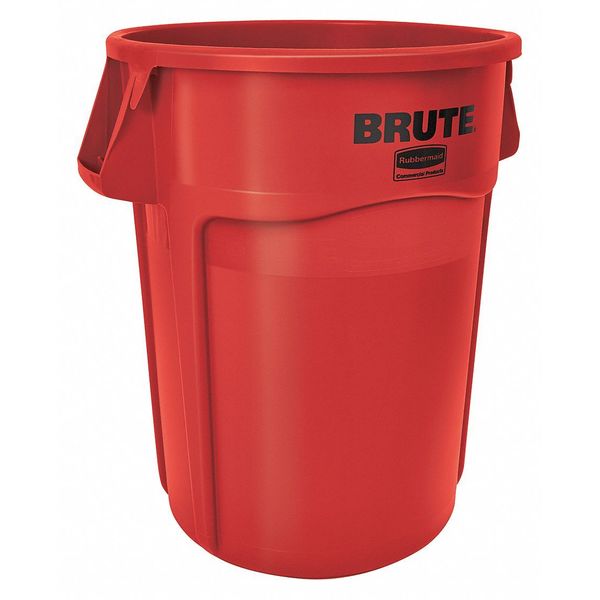 BRUTE Trash Can, Round, 44 gal Capacity, 24 in W, 31 1/2 in H, Red
