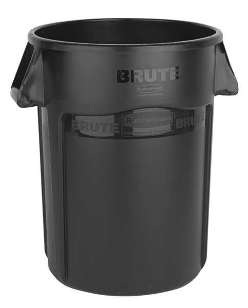 44 gal Round Trash Can, Blue, 24 in Dia, None, Plastic
