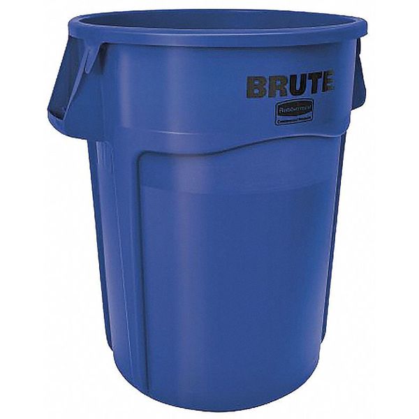 44 gal Round Trash Can, Blue, 24 in Dia, None, Plastic