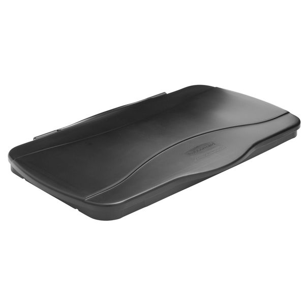 23 gal Flat Trash Can Lid, 13 1/2 in W/Dia, Black, metal, 0 Openings